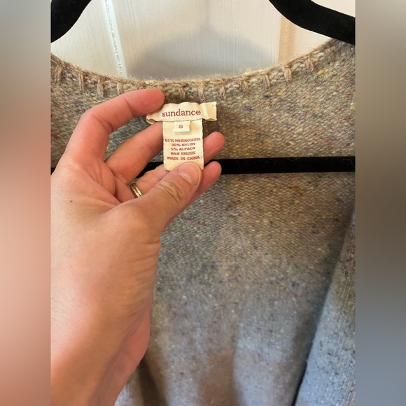 Sundance Womens S Tan Merino Wool Alpaca Blend Open Front Cardigan Sweater - Picture 3 of 6